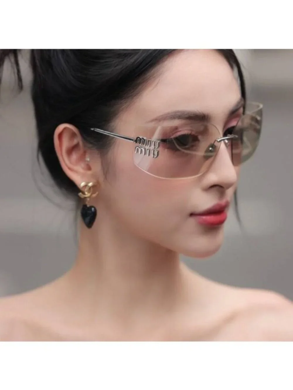 Miu Miu MU54YS 1BC10F Geometric Sunglasses - Silver/Pale Gold Mirror